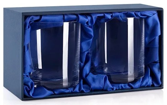 Darčeková krabička na 2 poháre na whisky Výstielka: modrý satén