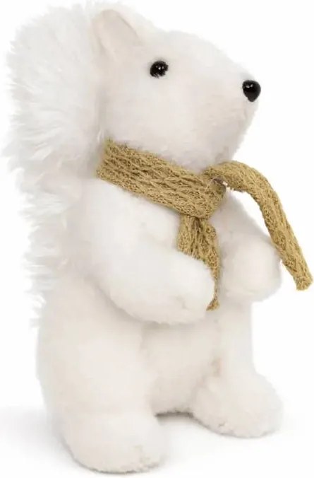 DECOLED Plyšová dekorácia veverička 14 × 20 × 24 cm, biela, polystyrén a plyš, biela a hnedá