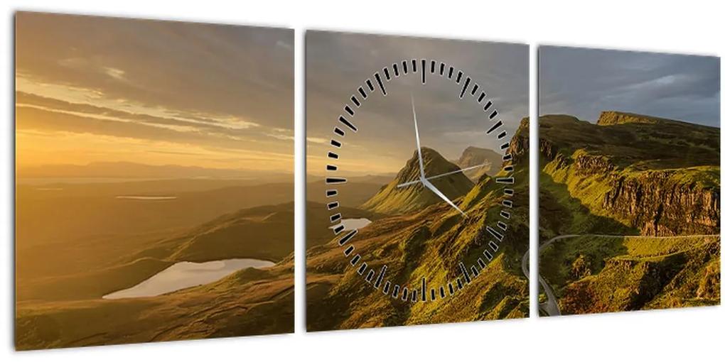 Obraz pohoria (s hodinami) (90x30 cm)