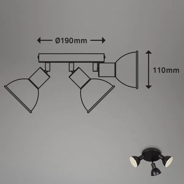 Briloner 2674-035 - Bodové svietidlo RETRO 3xE14/25W/230V čierna