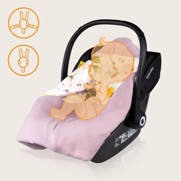 Lionelo - Zavinovačka do autosedačky TRAVEL SWADDLE 90x90 cm Ružový kvet