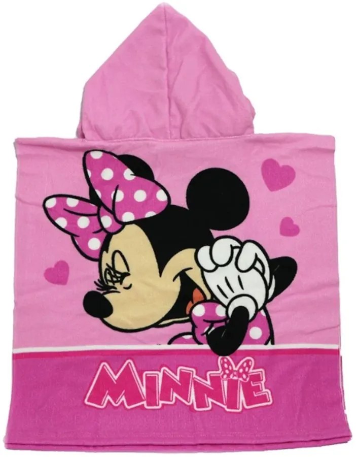 Kúpacie pončo - osuška s kapucňou Minnie Mouse - Disney - vyrobené z mikrovlákna - 100 x 50 cm