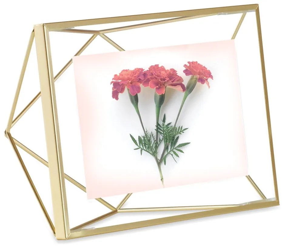 Kovový stojací/na stenu rámček v zlatej farbe 15x20 cm Prisma – Umbra
