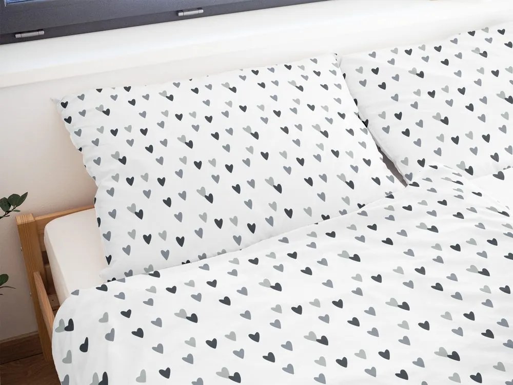 Polášek Bavlnené obliečky SRDIEČKA - Hnedá | 140 x 220 cm / 70 x 90 cm