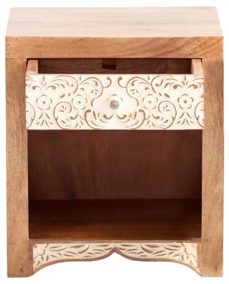 furniture-nabytek.cz - Masívny nočný stolík Delhi z mangového dreva, lakovaný, hnedý – 40×40×45 cm