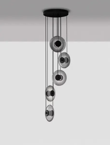 LED stmievateľný čierno-šedý moderný luster Skia 5