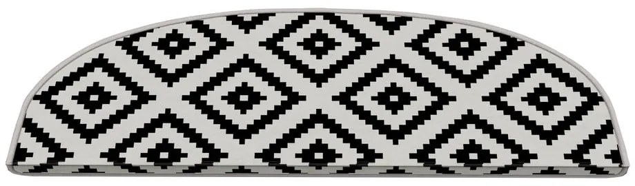 Čierno-biele nášľapy na schody v súprave 16 ks 20x65 cm Art – Vitaus