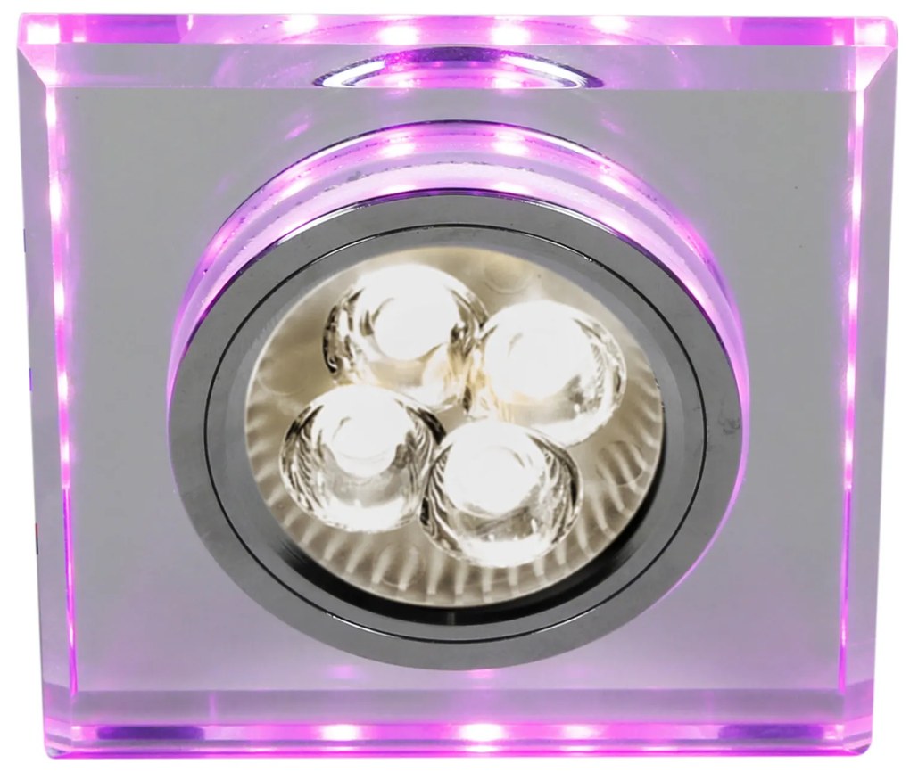 CLX Stropné LED podhľadové osvetlenie FALL, 1xGU10 50W + LED 3W, 9x9cm, hranaté, ružové