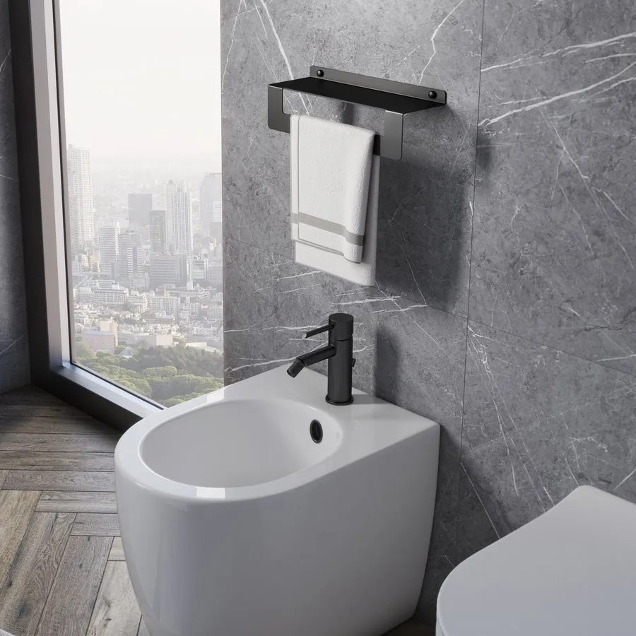 Gedy Gedy, CLEO polica s držiakem uterákov 500mm, čierna matná, 2019145