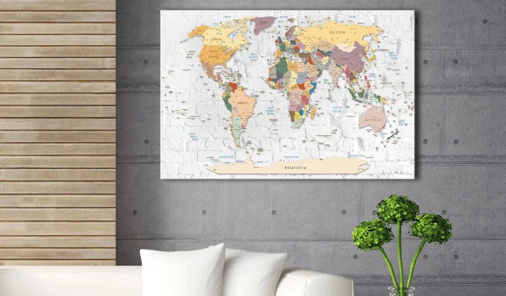 Artgeist Obraz na korku - World's Walls [Cork Map] Veľkosť: 90x60