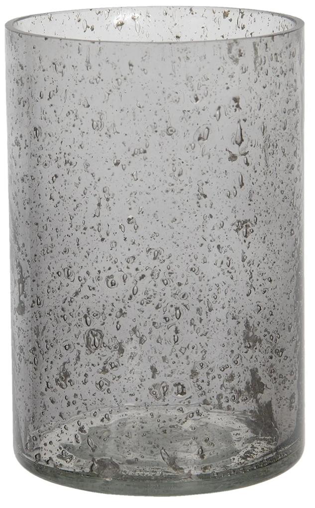 Šedý sklenený svietnik na čajovú sviečku Nolace - Ø 10*15 cm