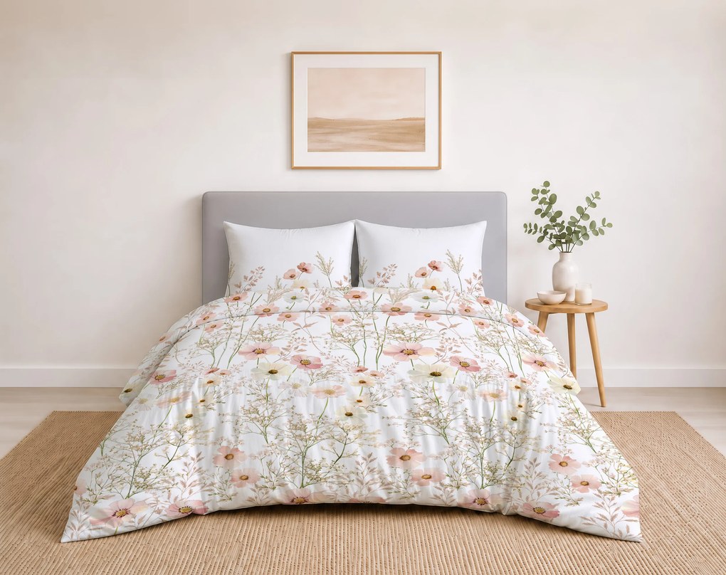 Francúzske posteľné obliečky Púdrová lúka 200x220/2x70x80 cm - 100% bavlna deluxe