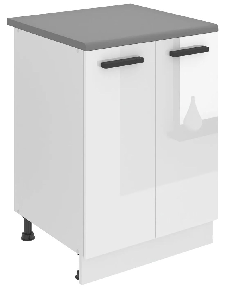 Kuchynská skrinka Belini Premium Full Version spodná 60 cm biely lesk s pracovnou doskou