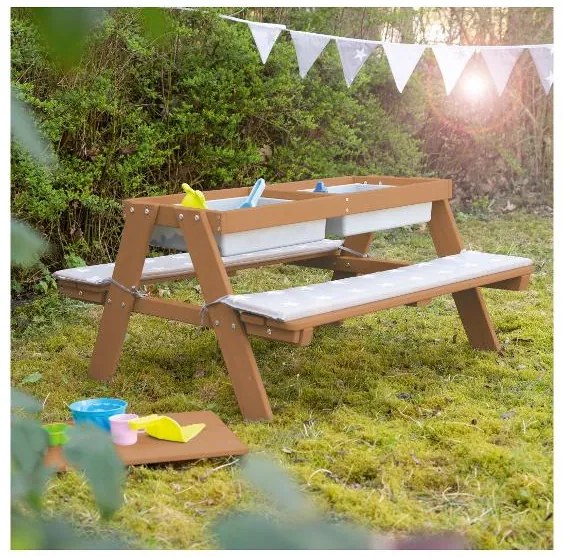 roba Vonkajšia detská sedacia súprava (s vaničkami na hranie, farby teakového dreva)  (100397128)