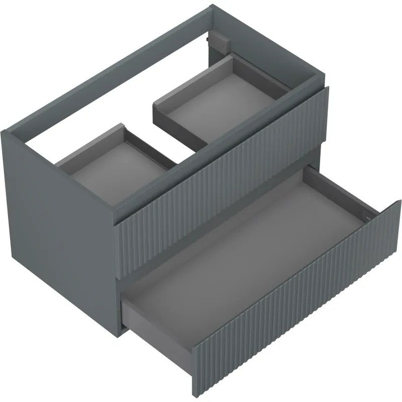 Mexen Rivel, kúpeľňová skrinka 80 cm, 2 zásuvky, drážkovaná, grafitová matná, 91A20-08047-2-BFF66