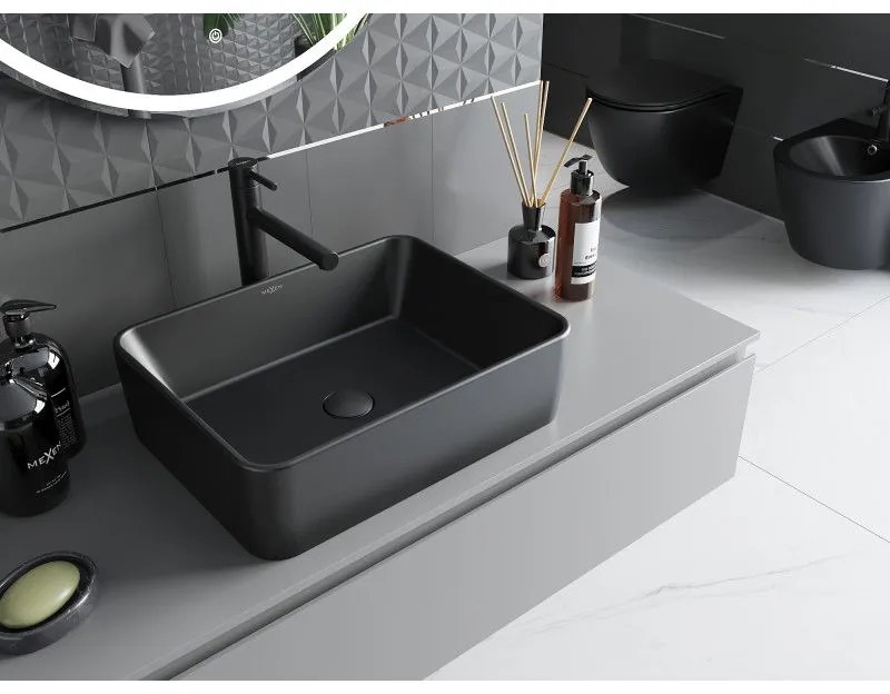 Mexen Catia, umývadlo na dosku 48x37x14 cm, čierna matná, 21314885