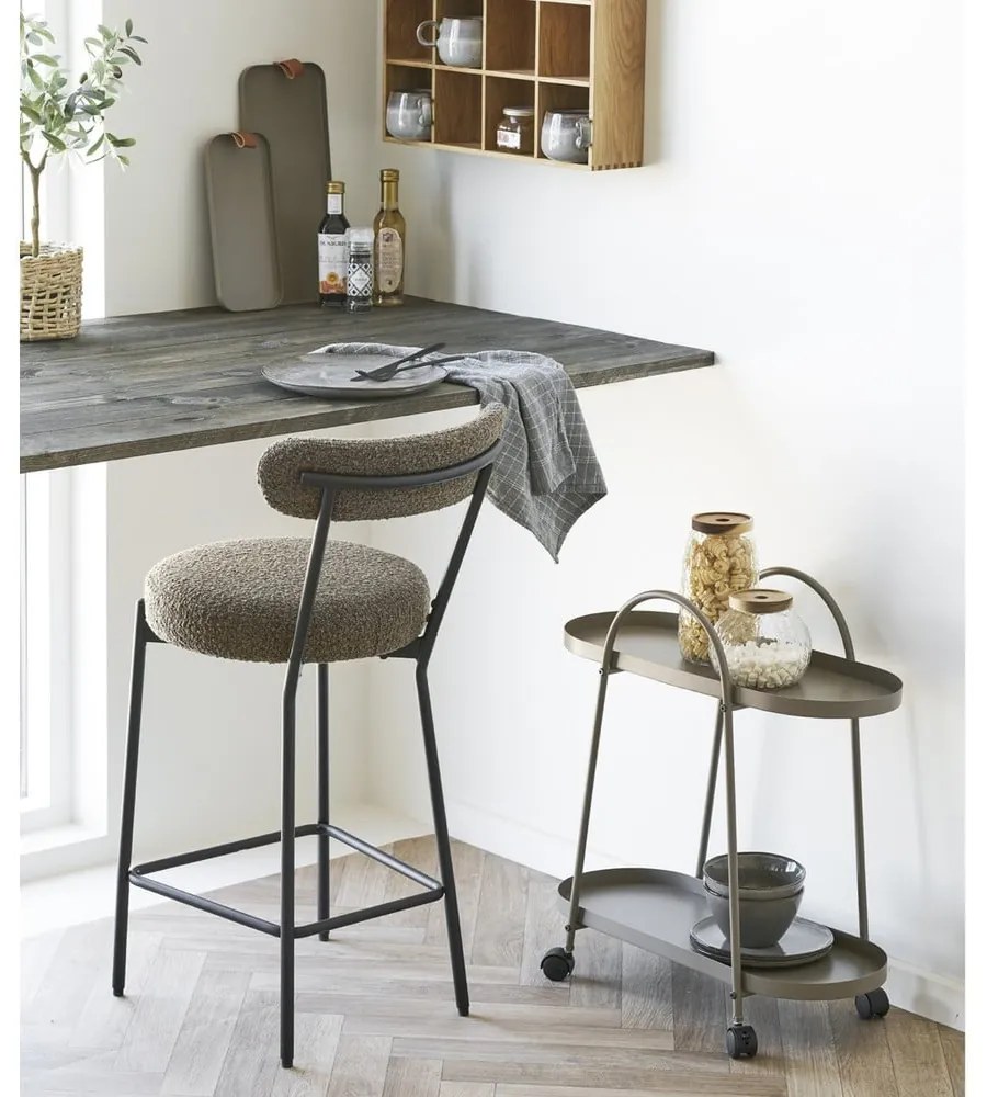 Hnedá čalúnená barová stolička (výška sedadla 65 cm) Badalona – House Nordic