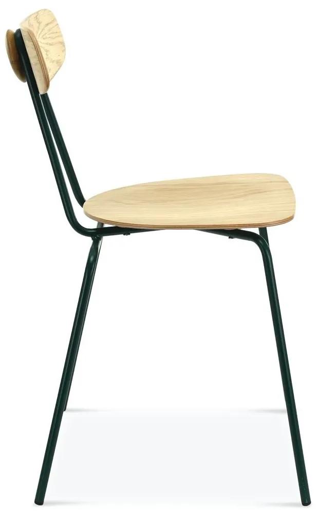 FAMEG Skool - AM-2121 - jedálenská stolička Farba dreva: dub premium, Čalúnenie: koža L1