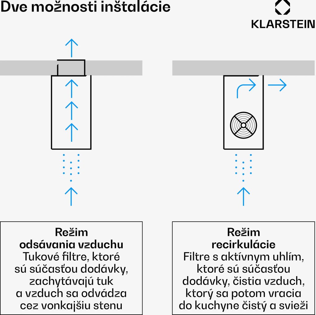 Klarstein Beretta ostrovná digestor Ø35cm odťah/recirkulácia 519 m³/h LED nerezová oceľ