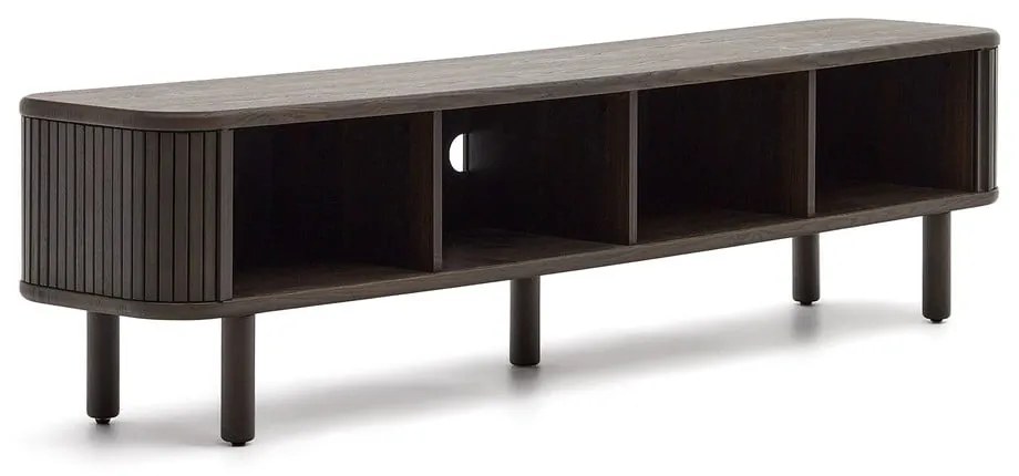 Tmavohnedý TV stolík v dekore jaseňa 200x50 cm Mailen – Kave Home