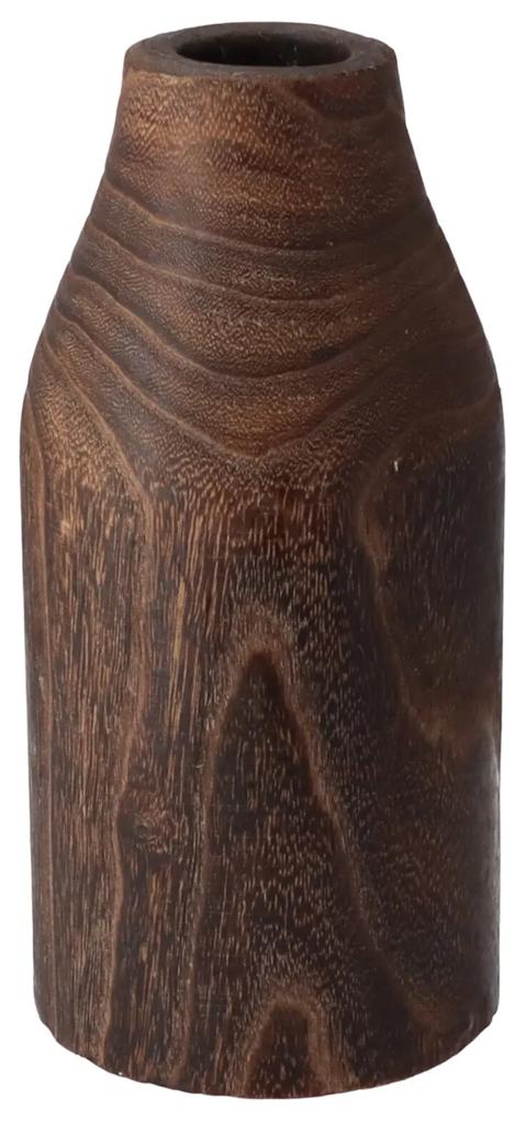 Hogewoning Drevená stĺpová váza tmavá 25 cm
