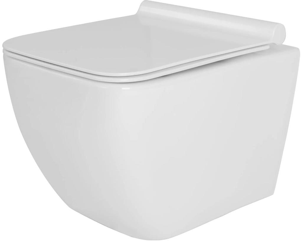 Rea Hary - závesná WC misa Rimless 51x36 s pomaly-padajúcim sedátkom, biela, REA-C6578