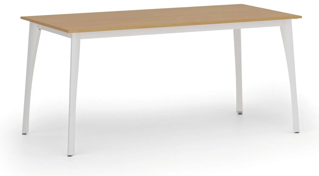 Rokovací kancelársky stôl PRIMO OMEGA, 160x80 cm, biela podnož, buk