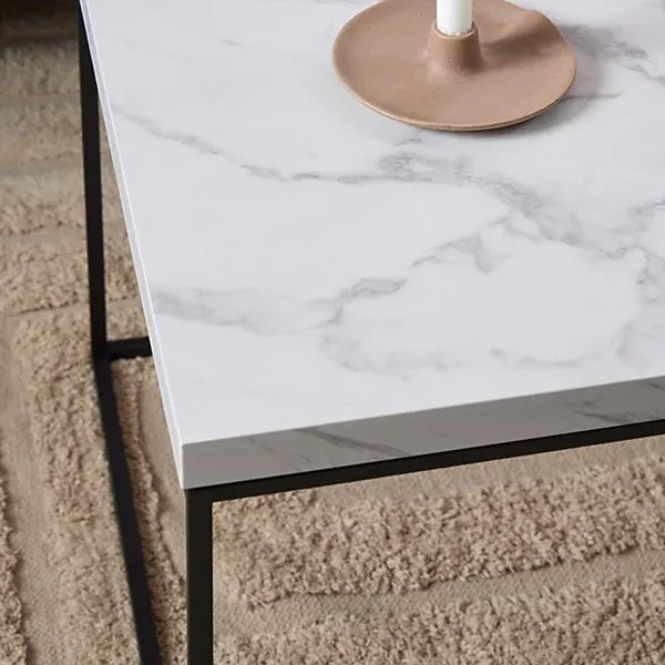 Konferenčný stolík Barossa 110 cm biely mramor/čierny
