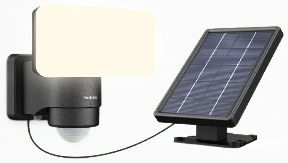 Philips Tylus UltraEfficient Security solárny LEDreflektor, senzor, čierny, 6 W, 1000/50 lm, 5000 K