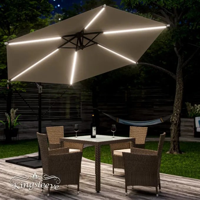 InternetovaZahrada LED slnečník Mali Ø330 cm - krémový