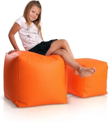 Sedací vak taburetka kocka malá oranžová EMI