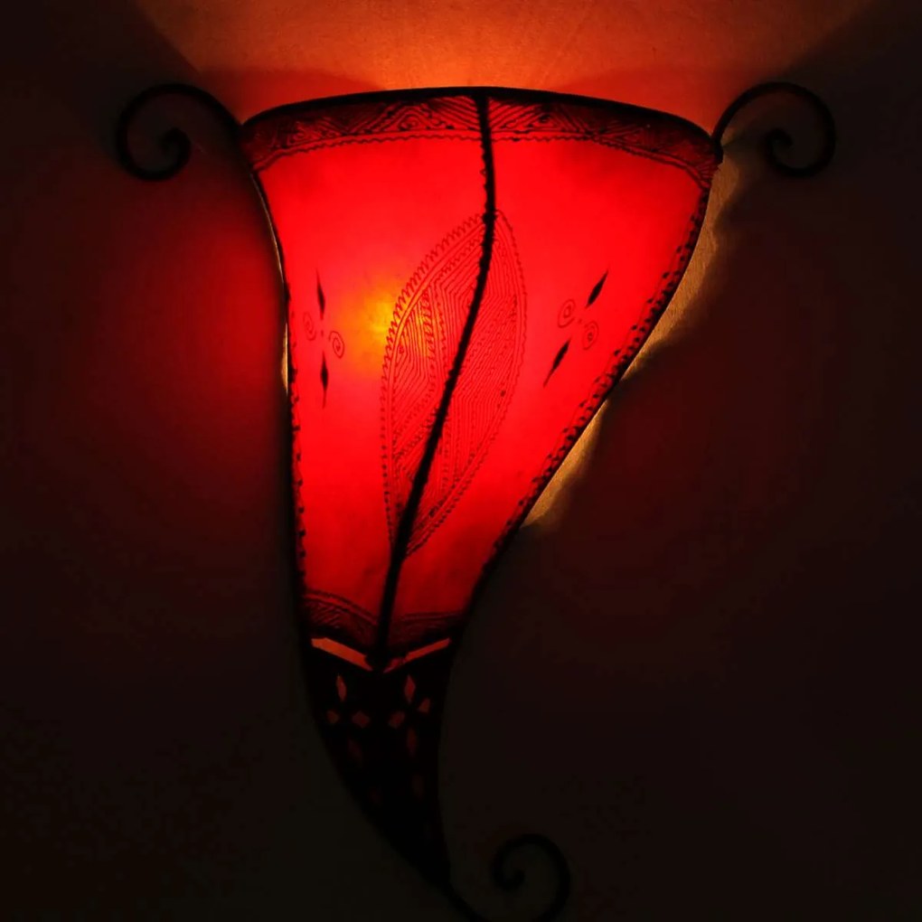 Kožená nástenná lampa Mina červená