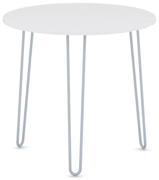 Okrúhly jedálenský stôl SPIDER, priemer 80 cm, sivo-strieborná podnož, biela
