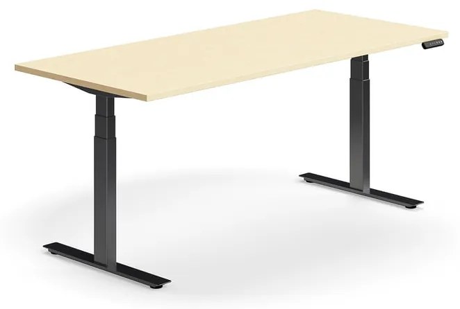 Výškovo nastaviteľný stôl QBUS, rovný, 1800x800 mm, čierny rám, breza