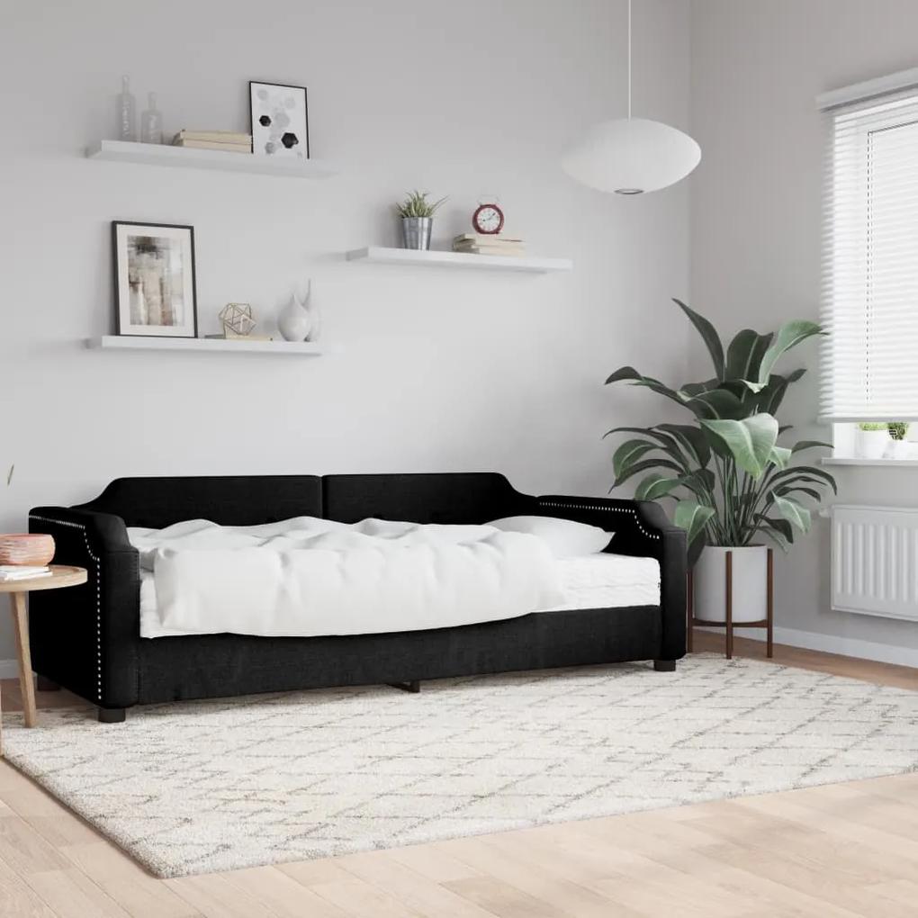 Denná posteľ s matracom čierna 80x200 cm látka 3197613