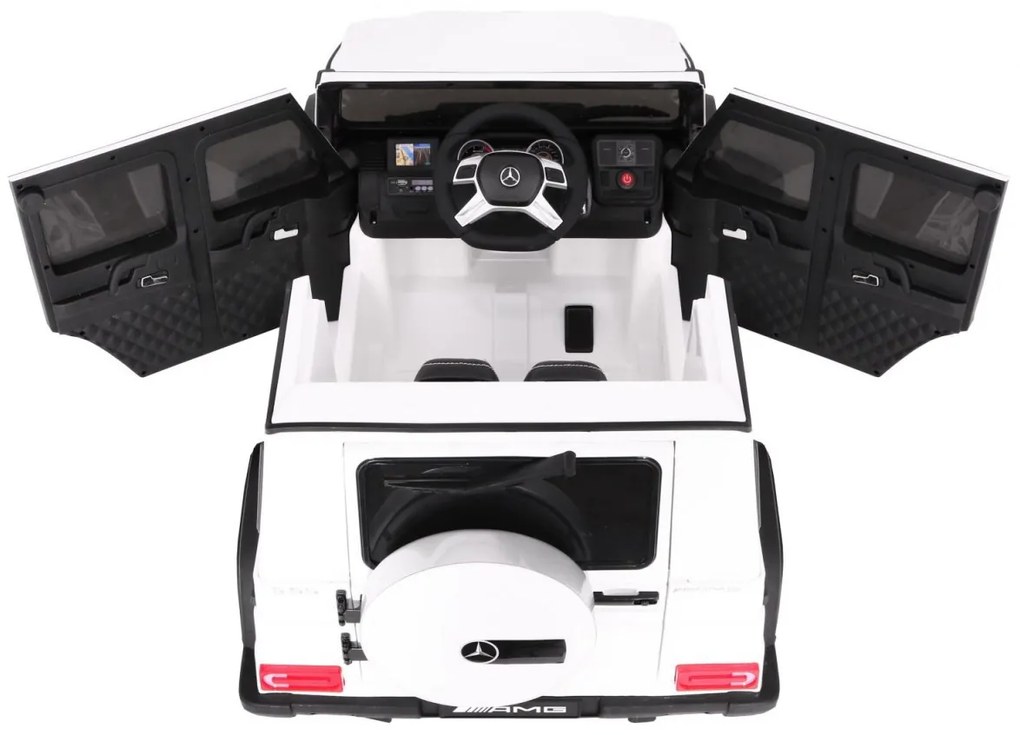RAMIZ Elektrické autíčko Mercedes Benz G 63 AMG - lakované - biele - motor 2x45W - batéria - 12V10Ah - 2022
