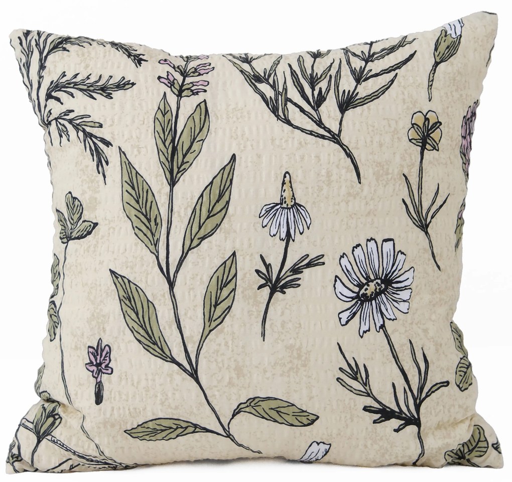 Krepová obliečka na vankúš Renforcé 40 × 40 cm - Herbár béžový