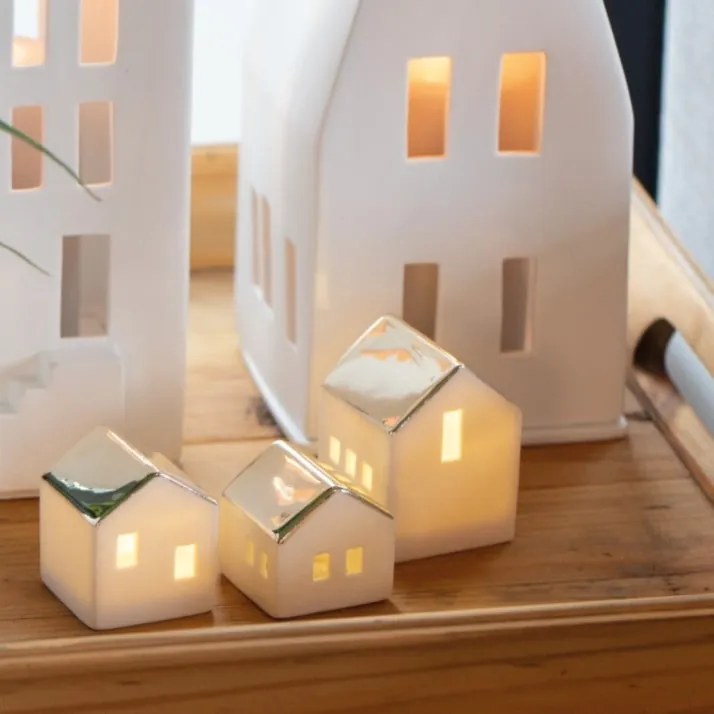 räder Porcelánový mini LED lampáš Large House
