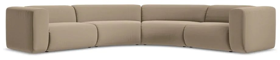 Béžová zamatová rohová pohovka Ekahi – Makamii