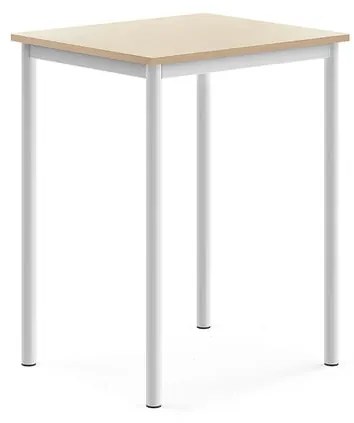 Stôl SONITUS, 700x600x900 mm, HPL - breza, biela