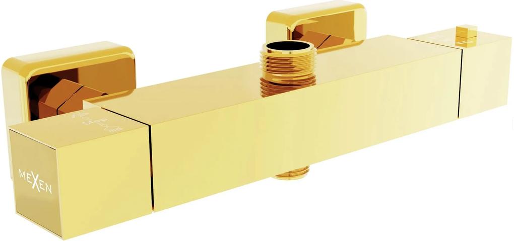 MEXEN CUBE termostatická batéria s horným pripojením, zlatá, 77250-50