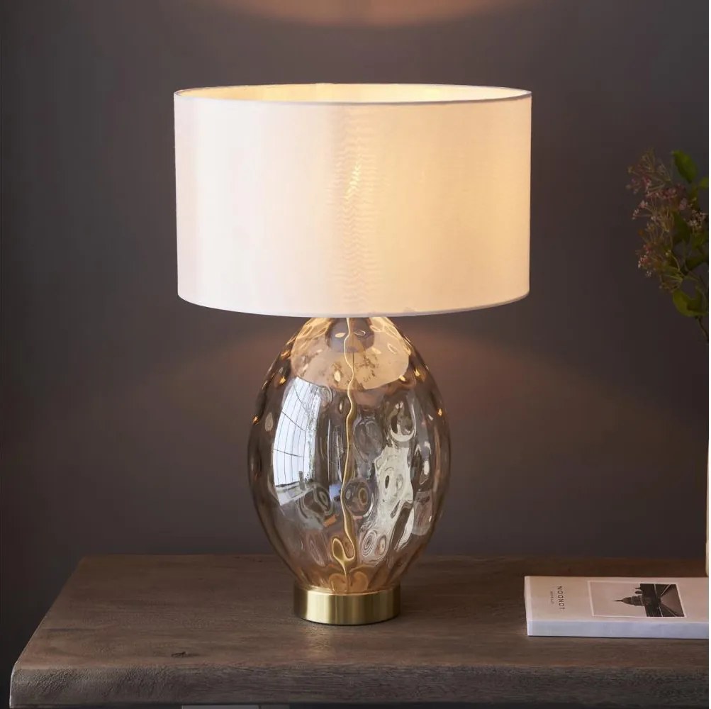 Endon 101150 - Stmievateľná stolová lampa ERIN 1xE27/10W/230V biela/dymovo-béžová