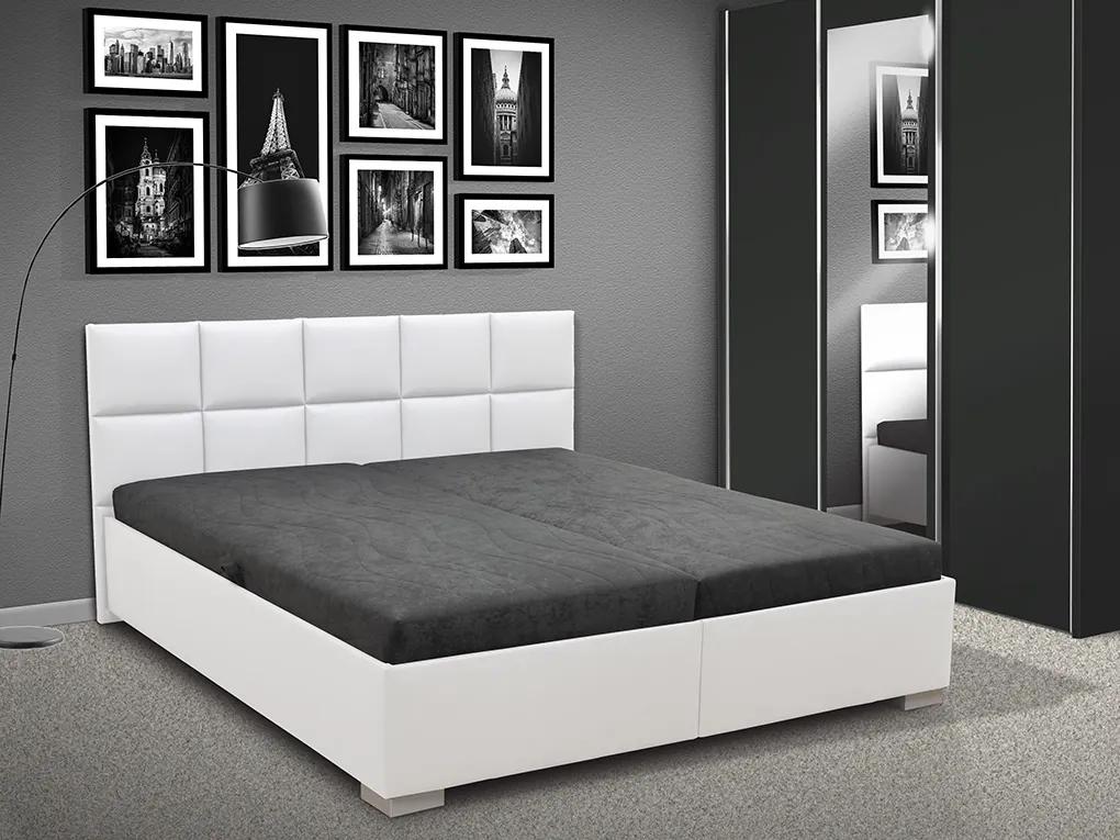 Čalúnená posteľ s úložným priestorom LUXOR 180 eko koža: šedá, peľasť / matrac: BOXSPRING
