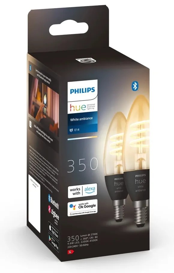 Filamentové žiarovky v súprave 2 ks E14, 5 W White ambiance – Philips Hue
