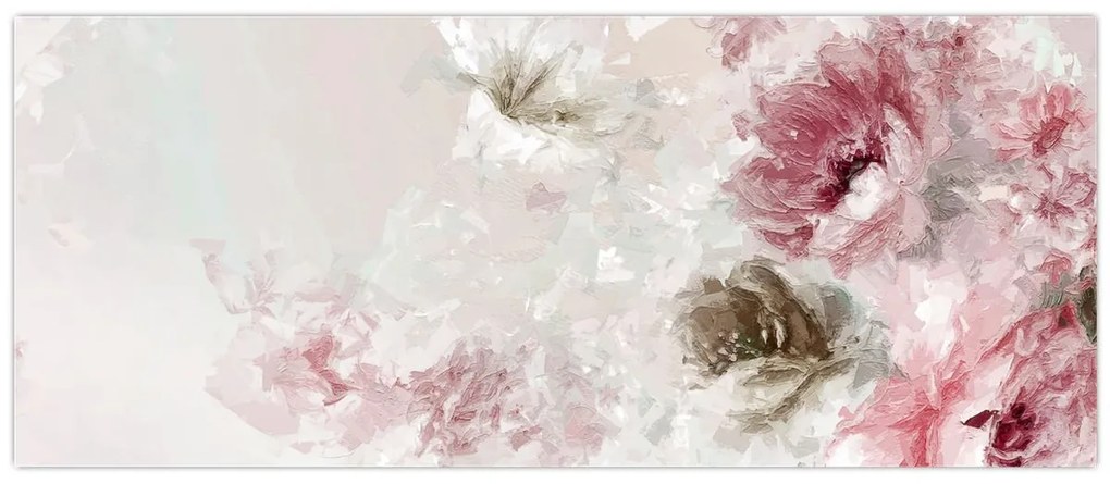 Obraz - Maľba ružových kvetov (120x50 cm)