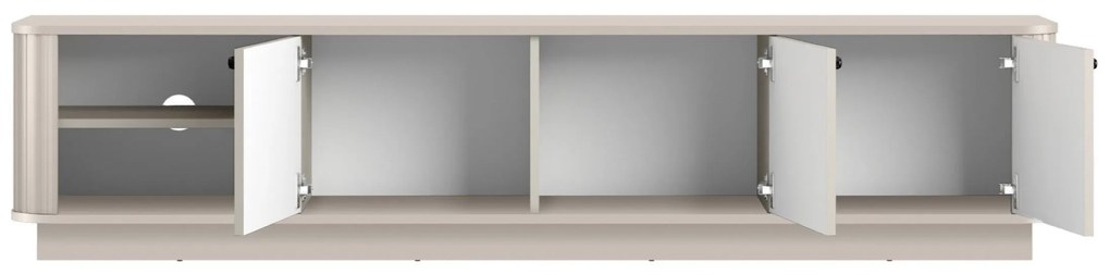 RTV skrinka Vesper 3D 187 cm na sokli - kasmír / čierne úchyty