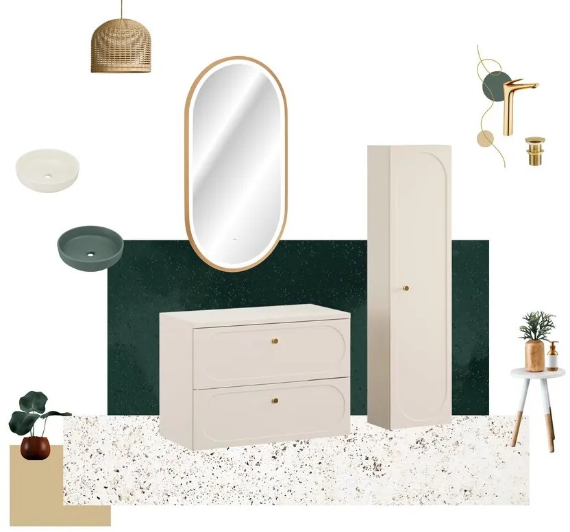 Kúpeľňová zostava s doskou a skrinkami Donna 120 cm piesková