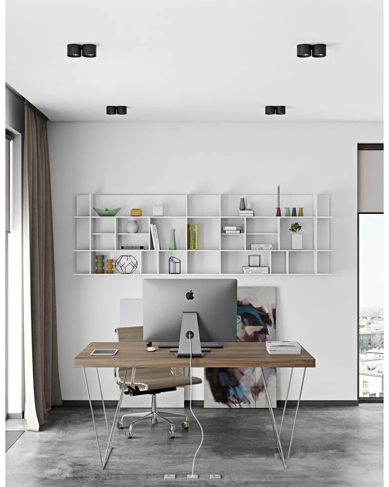 Pracovný stôl v dekore betónu s čiernou podnožou TemaHome Multi, 160 x 90 cm