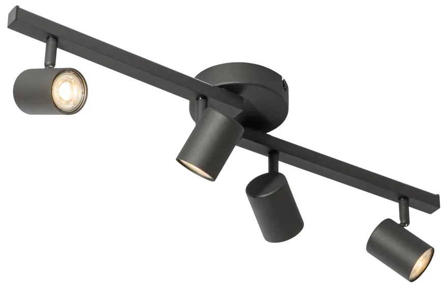 Stropný reflektor čierny GU10 50mm 4-svetlá vrátane podsvietenia - Back Up