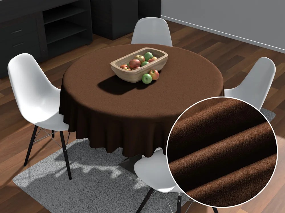 Biante Okrúhly obrus/imitácia brúsenej kože Alcantara ALC-013 Hnedý Ø 100 cm